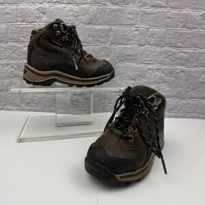 Timberland Pawtuckaway Boots Toddler Size 6 Leather Waterproof Brown Hike Farm